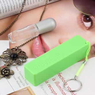 1Pc Draagbare Modieuze Parfum Vierkante Vormige Mobiele Power Case Box Usb 18650 Batterij Cover Met Sleutelhanger voor Iphone groen