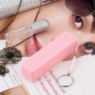 1Pc Draagbare Modieuze Parfum Vierkante Vormige Mobiele Power Case Box Usb 18650 Batterij Cover Met Sleutelhanger voor Iphone Roze