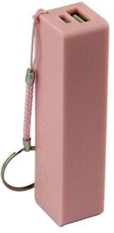 1Pc Draagbare Power Bank 18650 Externe Backup Battery Charger Met Sleutelhanger 18650 Batterij Opbergdoos roze