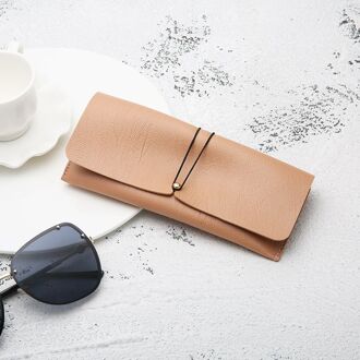 1PC Draagbare PU Lederen Brillenkoker Zonnebril Houder Doos Brillen Storage Bag Cover Eyewear Accessoires donker roze