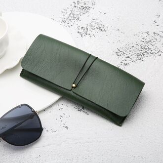 1PC Draagbare PU Lederen Brillenkoker Zonnebril Houder Doos Brillen Storage Bag Cover Eyewear Accessoires groen