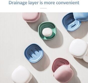 1pc Draagbare Reizen Cube Zeep Doos Plastic Waterdichte Schotel met Deksel Zeepbakje Box Handige Case Container Badkamer Accessoires groot blauw