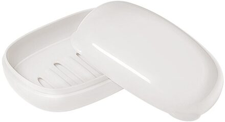 1pc Draagbare Reizen Cube Zeep Doos Plastic Waterdichte Schotel met Deksel Zeepbakje Box Handige Case Container Badkamer Accessoires groot wit