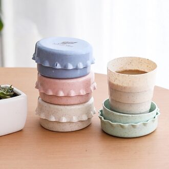 1Pc Draagbare Reizen Tarwe Stro Vouwen Koffie Cups Met Deksel Cover Telescopische Drinken Outdoor Camping Water Mok Theekopje