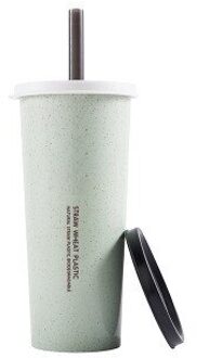 1Pc Draagbare Reizen Water Fles Met Stro Plastic Sport Fles Voor Kinderen Drinken Sap Melk Fles Lekvrij Drinkware groen