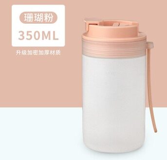 1Pc Draagbare Reizen Water Fles Met Stro Plastic Sport Fles Voor Kinderen Drinken Sap Melk Fles Lekvrij Drinkware Roze