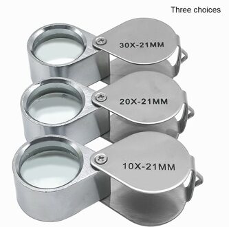 1Pc Draagbare Vergrootglas Metalen Zilver Vouwen Juwellen Loupe Pocket Size Juwellen Vergrootglas 10X 20X 30X Vergroting Magnification 30X