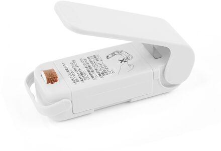 1Pc Draagbare Warmte Sealer Plastic Pakket Opbergtas Mini Sluitmachine Multifunctionele Voedsel Snacks Opslag Tool Bag Clips 01 wit