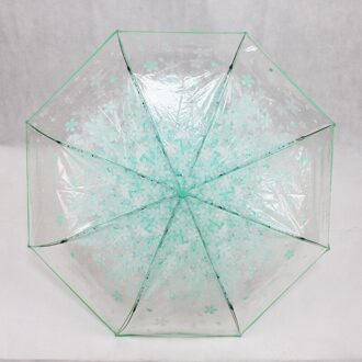 1Pc Drievoudige Paraplu Vrouwen Transparant Clear Kersenbloesem Paddestoel Apollo Sakura Folding Zonnescherm Regen Paraplu groen