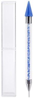 1Pc Dual-Ended Nail Puntjes Pen Kristal Kralen Handvat Strass Studs Picker Wax Potlood Manicure Acryl Handvat Nail art Gereedschap Blauw