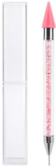 1Pc Dual-Ended Nail Puntjes Pen Kristal Kralen Handvat Strass Studs Picker Wax Potlood Manicure Acryl Handvat Nail art Gereedschap Roze