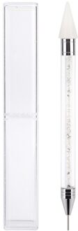 1Pc Dual-Ended Nail Puntjes Pen Kristal Kralen Handvat Strass Studs Picker Wax Potlood Manicure Acryl Handvat Nail art Gereedschap wit