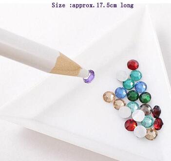 1Pc Dual-Ended Puntjes Pen Strass Studs Picker Wax Potlood Crystal Bead Handvat Houder Nail Art Tool Boren modder Nail Puntjes Ivoor