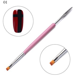 1Pc Dual-Ended Uv Nail Brush Tekening Pen Nail Art Uitbreiding Roze Zwart Gemengde Kleuren Handvat Uv Gel nail Borstel Gereedschap 01