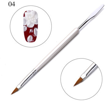 1Pc Dual-Ended Uv Nail Brush Tekening Pen Nail Art Uitbreiding Roze Zwart Gemengde Kleuren Handvat Uv Gel nail Borstel Gereedschap 04
