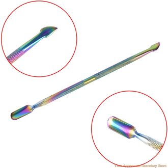 1Pc Dubbele-End Cuticle Pusher Dode Huid Remover Manicure Nail Art Vrouw Lady Nail Clean Remover Regenboog Pusher cuticle Pusher
