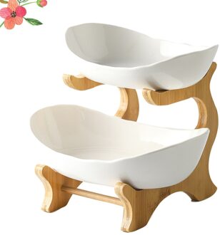 1Pc Dubbele Laag Fruit Wastafel Keuken Groente Fruit Schoonmaken Opslag Lade Afvoer Verhoog Bodem Stabiel (Wit)