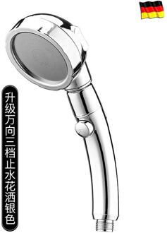 1Pc Duitsland Drie Generaties Van Universele Douche Hoge Druk Verstelbare Waterbesparende Douchekop Luxe Voor Thuis Hotel Spraye zilver