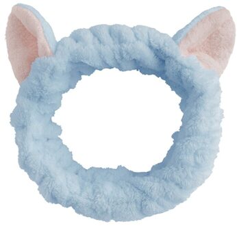 1Pc Effen Kleur Mode Flanel Zachte Kat Oren Hoofdband Vrouwen Meisjes Tulband Leuke Houder Haarbanden Wassen Gezicht Haar Accessoires blauw