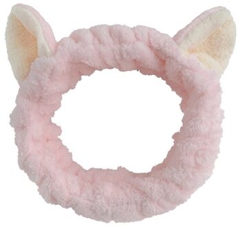 1Pc Effen Kleur Mode Flanel Zachte Kat Oren Hoofdband Vrouwen Meisjes Tulband Leuke Houder Haarbanden Wassen Gezicht Haar Accessoires licht roze