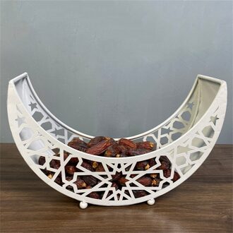 1Pc Eid Mubarak Moon Star Iron Art Tray Dessert Voedsel Opslag Container Ramadan Moslim Islamitische Festival Servies Keuken Plaat