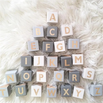 1pc English Letters Wooden Baby Toy Standing Nursery Alphabet Word Baby Name Blocks Birthday Gift
