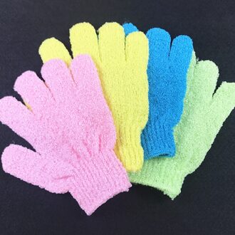 1Pc Exfoliërende Handschoenen Mitt Bad Douche Scrub Tan Dode Huid Verwijderen Exfoliator Elastische Vijf-Vinger Bad Handschoenen Willekeurige kleur