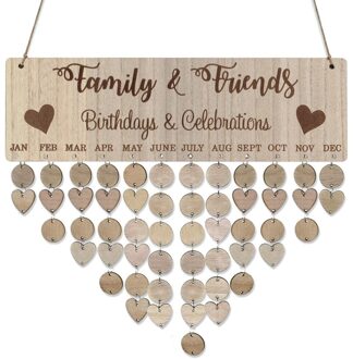 1Pc Familie Verjaardag Board Plaque Diy Opknoping Houten Verjaardag Herinnering Kalender Mode Opknoping Teken Hout Diy Kalender # y10