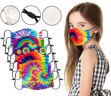 1PC Fashion Kids Tie Dye Mask Baby Washable Reusable Face Cover Masks Suitable For School Use mondkapjes wasbaar