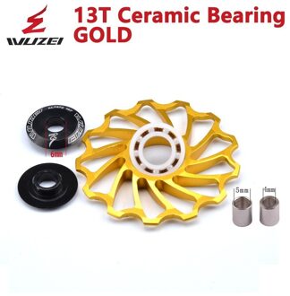 1Pc Fiets 13T Achterderailleur Keramische Lager Katrol Mtb/Racefiets Gids Roller Idler Achterderailleur Transmissie onderdelen 13T ceramic geel
