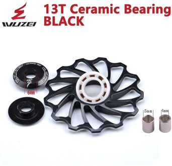 1Pc Fiets 13T Achterderailleur Keramische Lager Katrol Mtb/Racefiets Gids Roller Idler Achterderailleur Transmissie onderdelen 13T ceramic zwart
