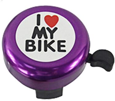 1Pc Fiets Bel Ik Liefde Mijn Fiets Gedrukt Helder Geluid Leuke Fiets Hoorn Alarm Waarschuwing Bell Ring Fiets Accessoire Paars