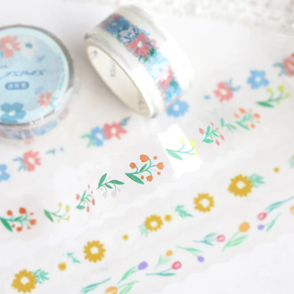 1pc Flower Washi Tape Japanese Romantic Floral PET Adhesive Tapes DIY Scrapbooking Sticker Kawaii Label Stationery Masking Tape