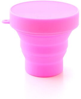 1Pc Folding Cups Portable Effen Kleur Water Siliconen Cups Vouwen Gorgelen Cup Voor Outdoor Reizen Drinkware Gereedschap Koffie Handcup 04 roze