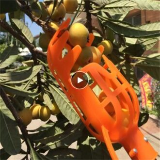 1Pc Fruit Catcher Onvenient Vruchten Picker Tuinieren Vruchten Collection Kas Tuin Mand Stok Picking Gereedschap Tuingereedschap oranje