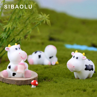 1pc Funny Cute Milk Cow model cartoon animal Figurine Dollhouse cake home decor miniature fairy garden decoration accessories