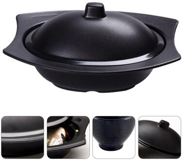 1Pc Geïmiteerd Porselein Soepkom Draad Frosted Kom Praktische Soep Cup (Zwart)