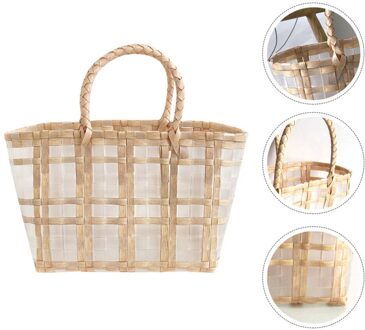 1Pc Geweven Plastic Mand Groenten Winkelen Mand Waterdichte Strandtas Handtas