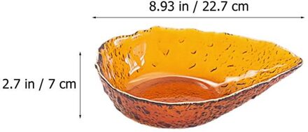 1Pc Glas Kom Salade Fruitschaal Golden Rim Kom Voedsel Serveerschaal bruin