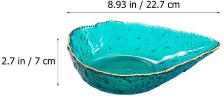 1Pc Glas Kom Salade Fruitschaal Golden Rim Kom Voedsel Serveerschaal groen