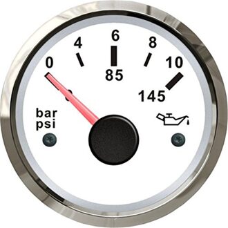 1Pc Goede Auto 52Mm Pointer Olie Manometers Olie Druk Meter 0-10bar 0-145psi 12V/24V Voor Auto Boot Black wit