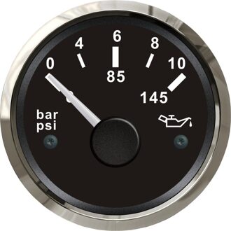 1Pc Goede Auto 52Mm Pointer Olie Manometers Olie Druk Meter 0-10bar 0-145psi 12V/24V Voor Auto Boot Black zwart