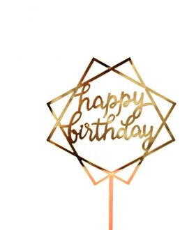 1Pc Gold Acryl Hand Schrijven Gelukkige Verjaardag Cake Topper Dessert Stamping Party Decoratie Voor Verjaardagsfeestje Mooie 040