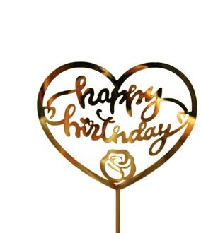 1Pc Gold Acryl Hand Schrijven Gelukkige Verjaardag Cake Topper Dessert Stamping Party Decoratie Voor Verjaardagsfeestje Mooie 058