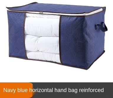 1Pc Grey Ademend Kledingkast Organizer Tas Handvat Clear Window Dekbed Deken Kleding Home Organisatie Opbergzakken Cn blauw 1