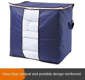 1Pc Grey Ademend Kledingkast Organizer Tas Handvat Clear Window Dekbed Deken Kleding Home Organisatie Opbergzakken Cn blauw 2