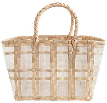 1Pc Groenten Mand Plastic Geweven Winkelen Mand Hand Mand Strandtas Geweven Opslag Mand Winkelmandje