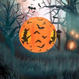 1Pc Halloween Papier Pompoen Opknoping Lantaarn Diy Party Festival Verlichting Decoratie Voor Thuis Outdoor Decor Opvouwbaar F-40cm