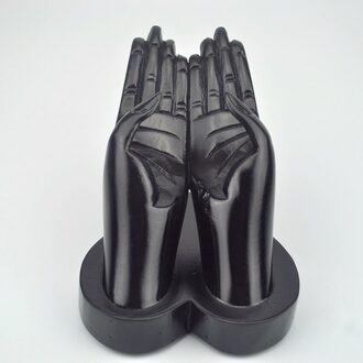 1Pc Hand Vorm Visitekaartje Houders Houten Naam Card Storage Box Office Desktop Business Naam Kaart Doos Ornamenten zwart