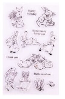 1Pc Happy Bunny Transparant Clear Siliconen Stempel Seal Snijden Diy Scrapbooking Rubber Stamping Kleuring Dagboek Decor Herbruikbare